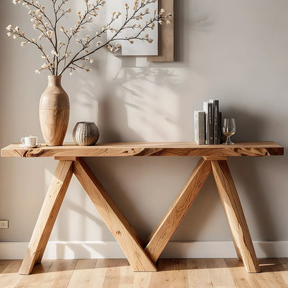 Elegant Handmade Console Table – Solid Wood Home Accent with Live Edge
