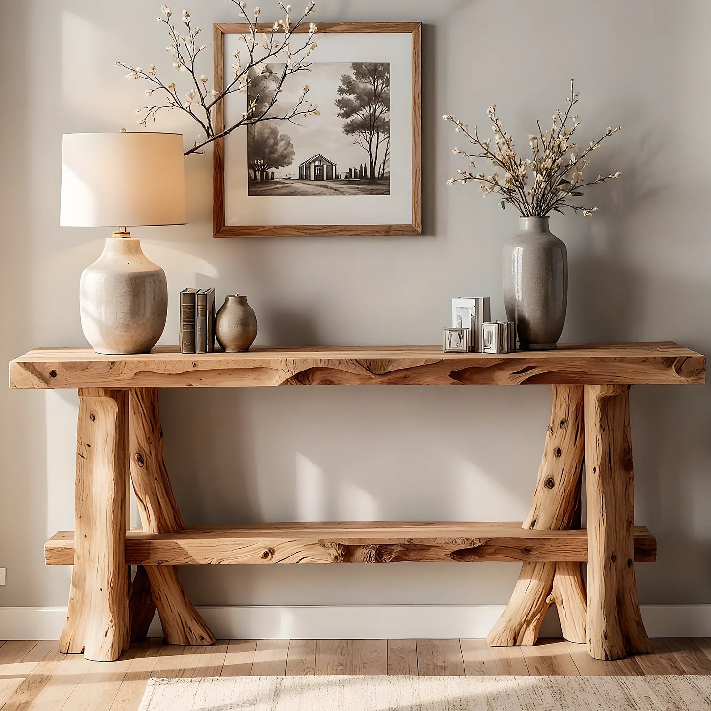 Premium Home Console Furniture – Handcrafted Natural Wood Style