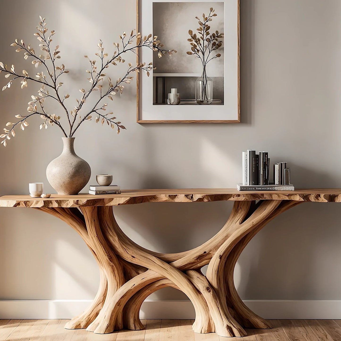 Handcrafted Solid Wood Home Console Table – Rustic Modern Design