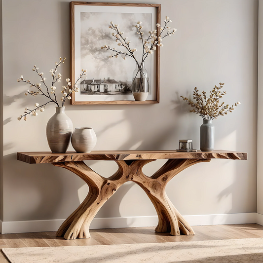 Handmade Solid Wood Console Table – Artistic Rustic Style