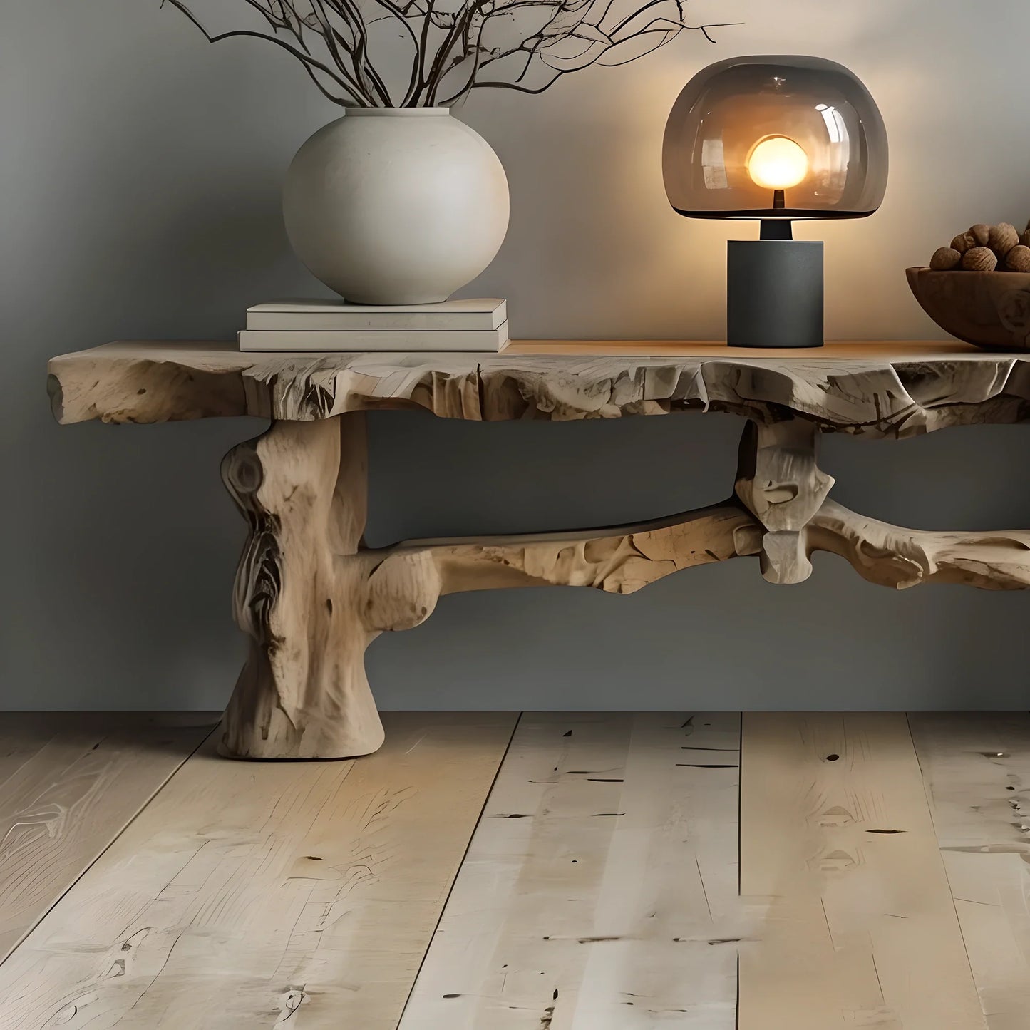 Midcentury Sculptural Console Table Entryway