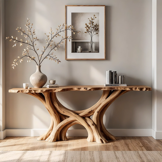 Handcrafted Solid Wood Home Console Table – Rustic Modern Design