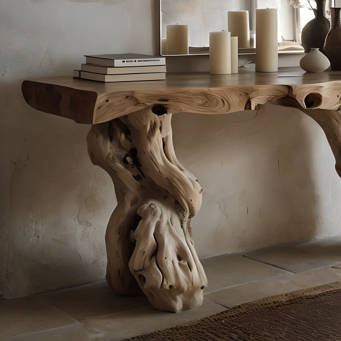 Rustic Solid Wood Console Table – Handmade Natural Design