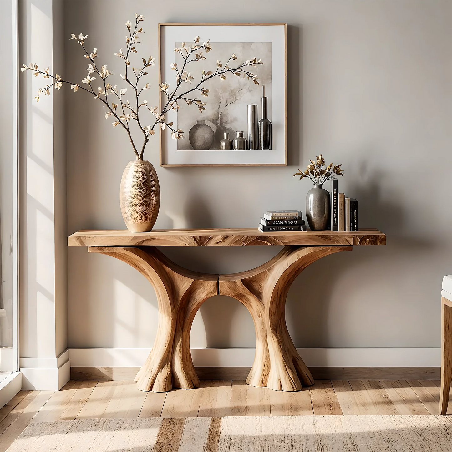 Handmade Console Table for Home Décor – Live Edge Natural Wood Design