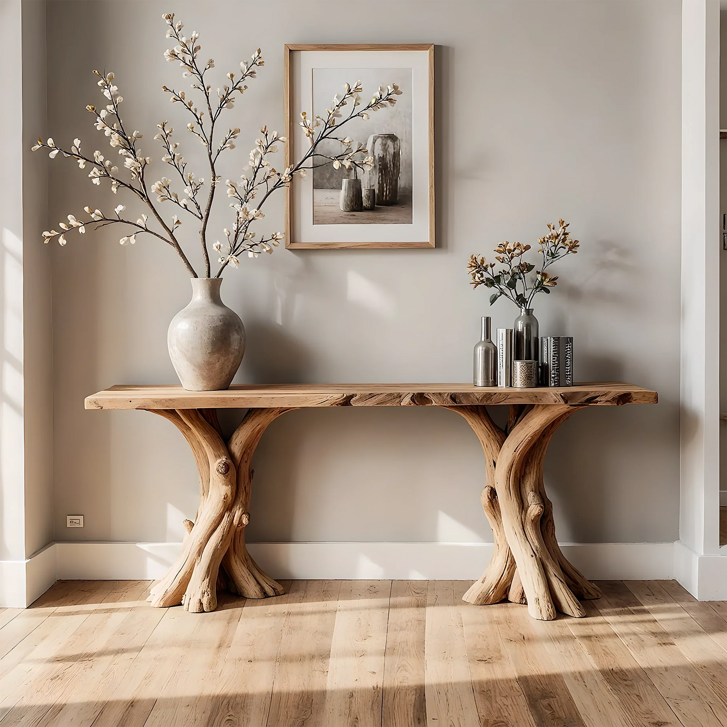 Natural Live Edge Home Console Table – Artisan Crafted Solid Wood