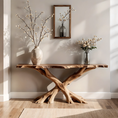 Home Entryway Console – 100% Solid Wood, Handcrafted with Unique Grain
