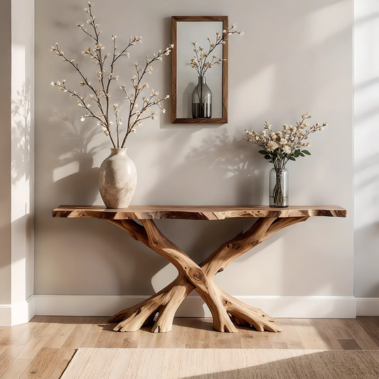 Home Entryway Console – 100% Solid Wood, Handcrafted with Unique Grain