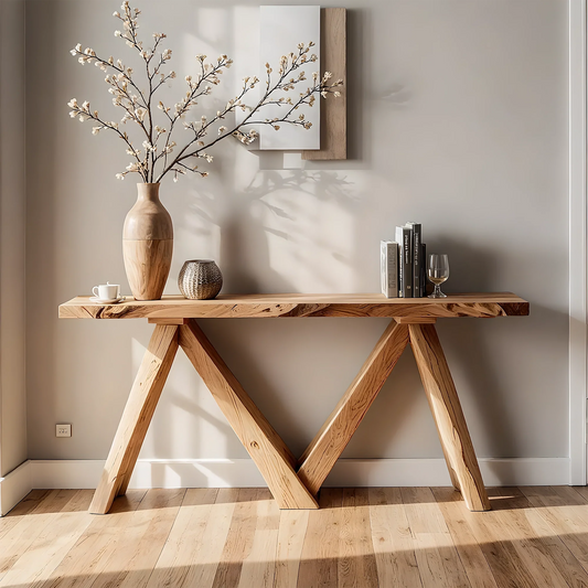 Elegant Handmade Console Table – Solid Wood Home Accent with Live Edge