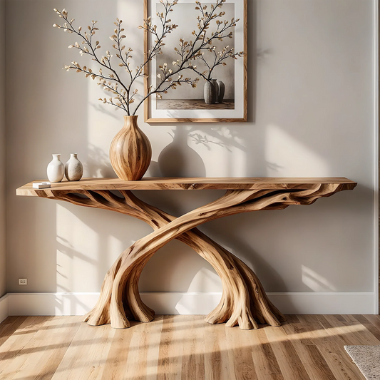 Authentic Handcrafted Home Console – Stylish Solid Wood Entryway Piece
