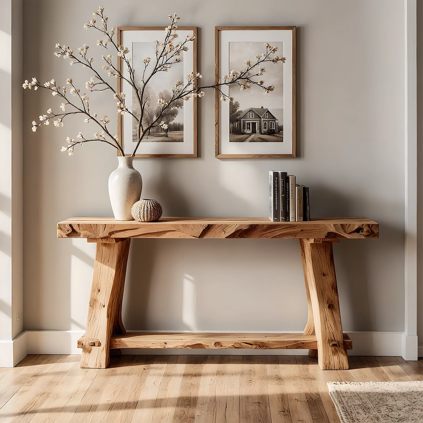 Custom Solid Wood Home Console – Rustic Handmade Entryway Table
