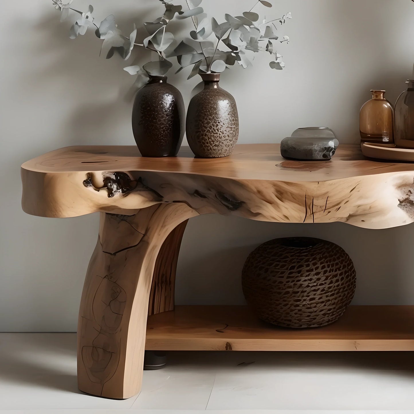 Rustic Wood Console Table Entryway Design