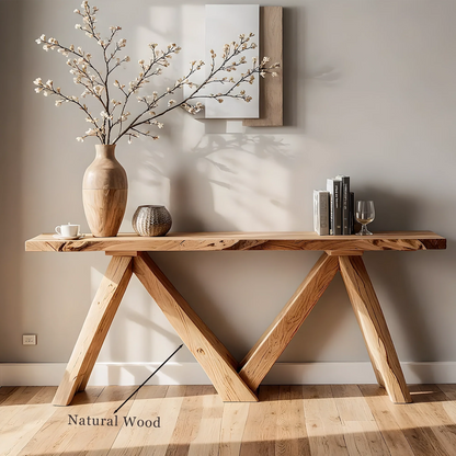 Elegant Handmade Console Table – Solid Wood Home Accent with Live Edge