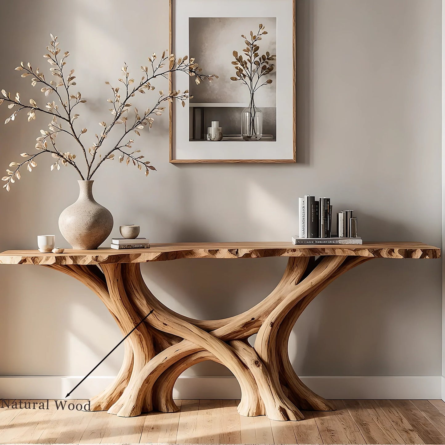 Handcrafted Solid Wood Home Console Table – Rustic Modern Design