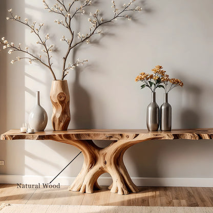 Handmade Solid Wood Console Table – Artistic Natural Design