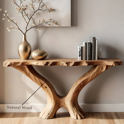 Natural Live Edge Home Console – Unique Wood Grain Handmade Table