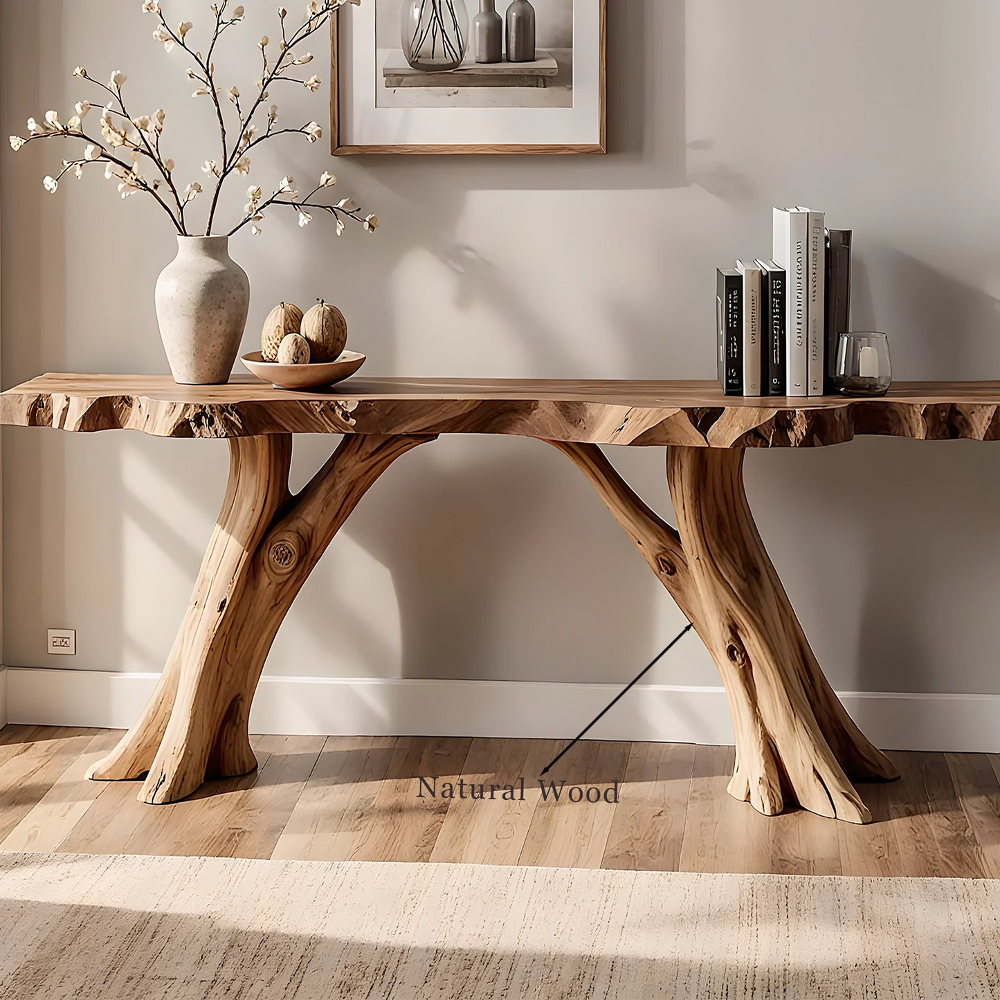 Premium Home Console Furniture – Handcrafted Natural Wood Style