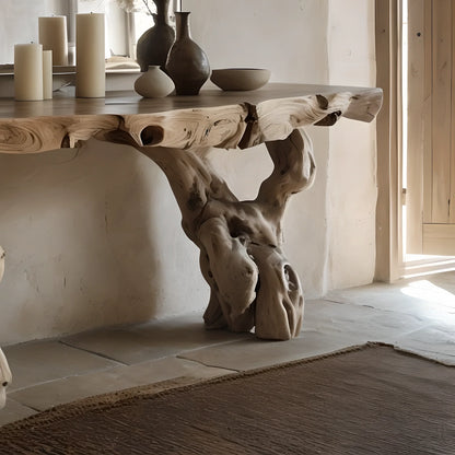 Rustic Solid Wood Console Table – Handmade Natural Design
