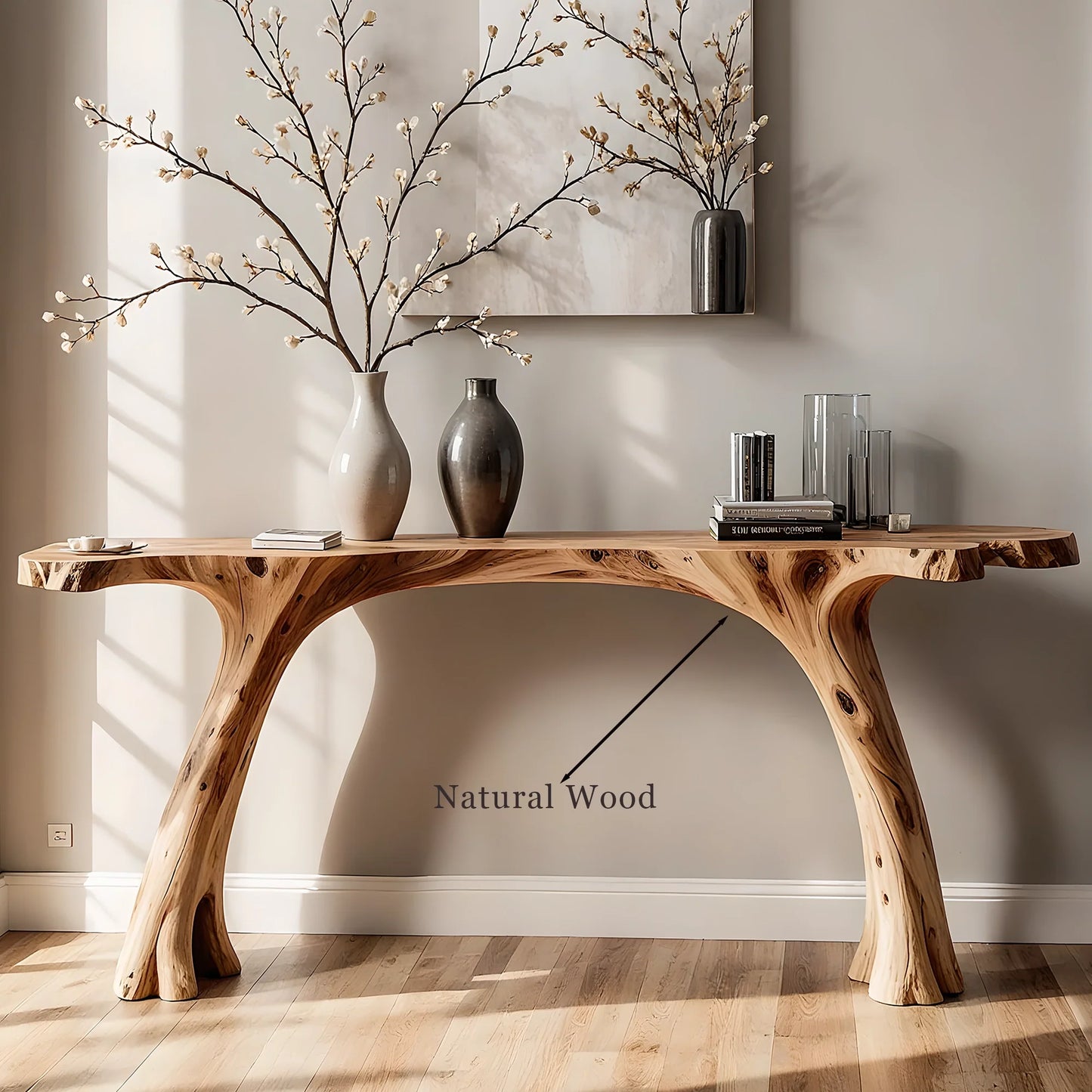 Solid Wood Console Table – Handmade Natural Artistic Design