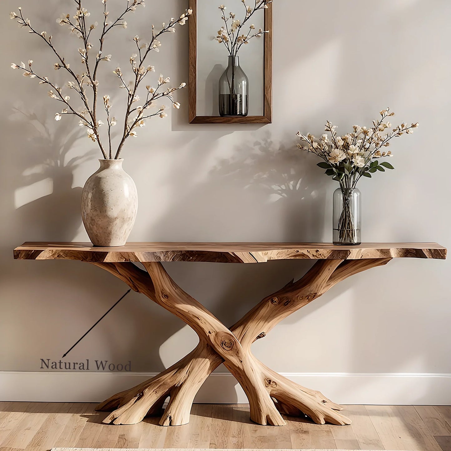 Home Entryway Console – 100% Solid Wood, Handcrafted with Unique Grain