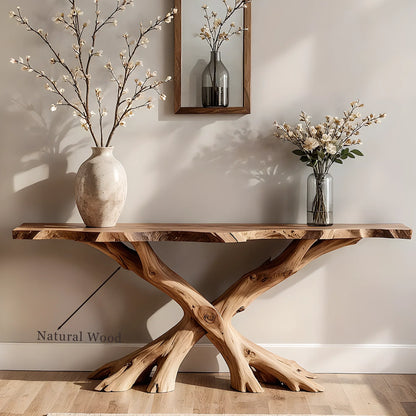 Home Entryway Console – 100% Solid Wood, Handcrafted with Unique Grain
