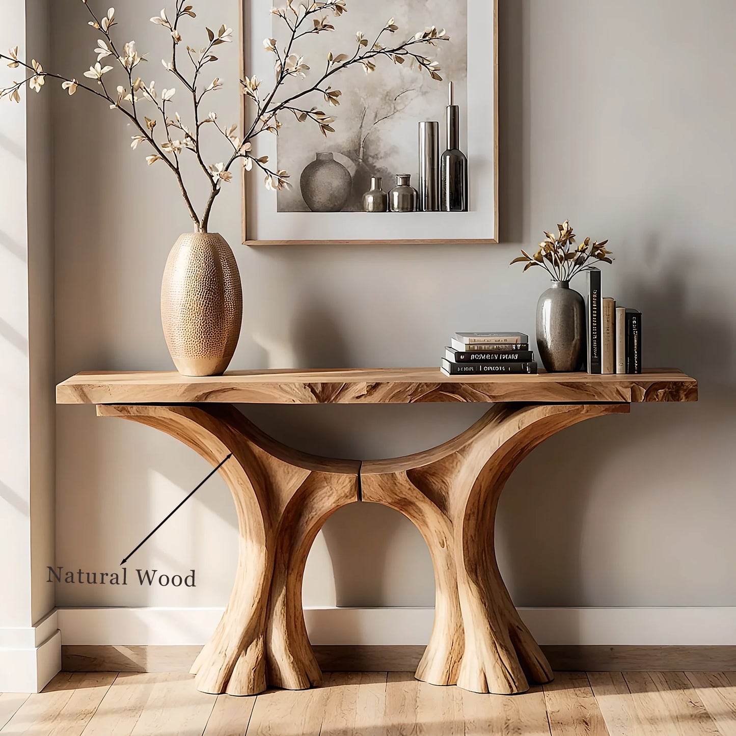 Handmade Console Table for Home Décor – Live Edge Natural Wood Design