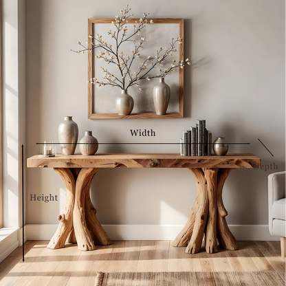 Handcrafted Wood Home Console – Modern Rustic Design for Living Room