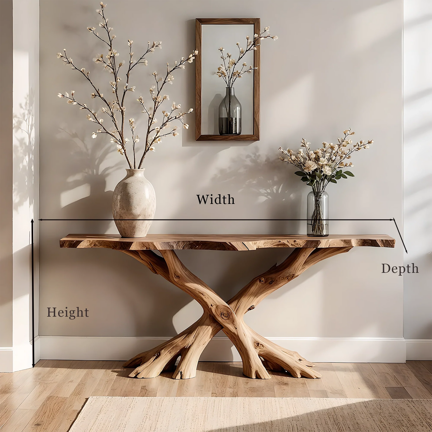 Home Entryway Console – 100% Solid Wood, Handcrafted with Unique Grain