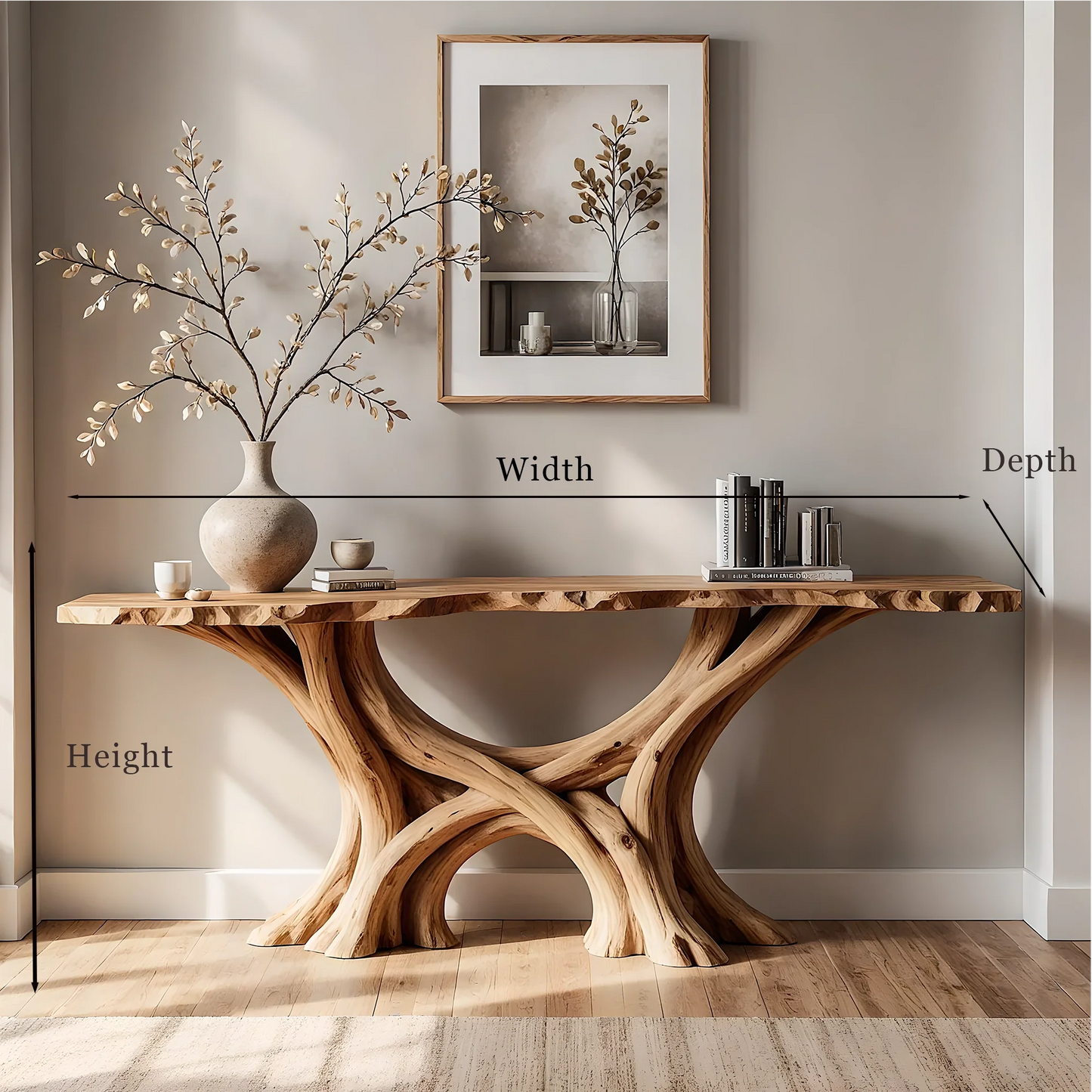 Handcrafted Solid Wood Home Console Table – Rustic Modern Design
