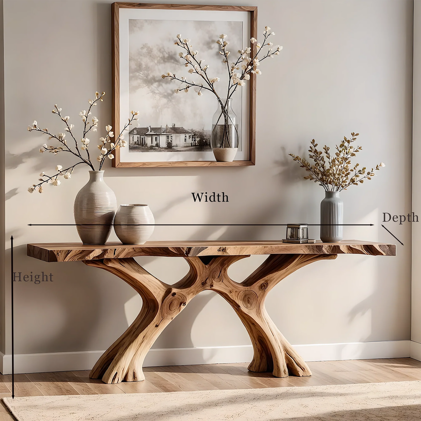 Handmade Solid Wood Console Table – Artistic Rustic Style