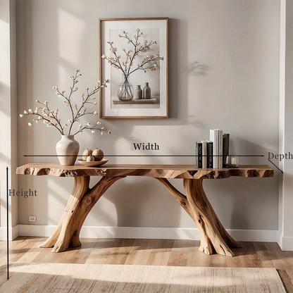 Premium Home Console Furniture – Handcrafted Natural Wood Style