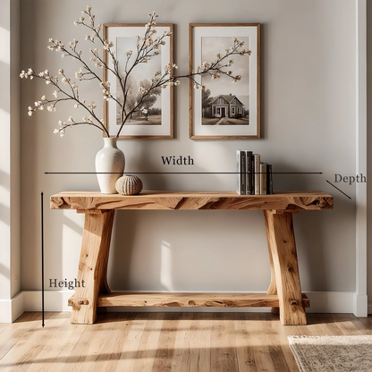 Custom Solid Wood Home Console – Rustic Handmade Entryway Table