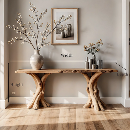 Natural Live Edge Home Console Table – Artisan Crafted Solid Wood