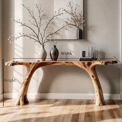Solid Wood Console Table – Handmade Natural Artistic Design