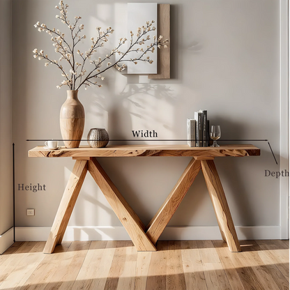 Elegant Handmade Console Table – Solid Wood Home Accent with Live Edge