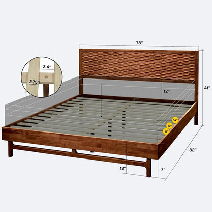 Natural Wood Bed Modern Design - Sturdy, Luxurious