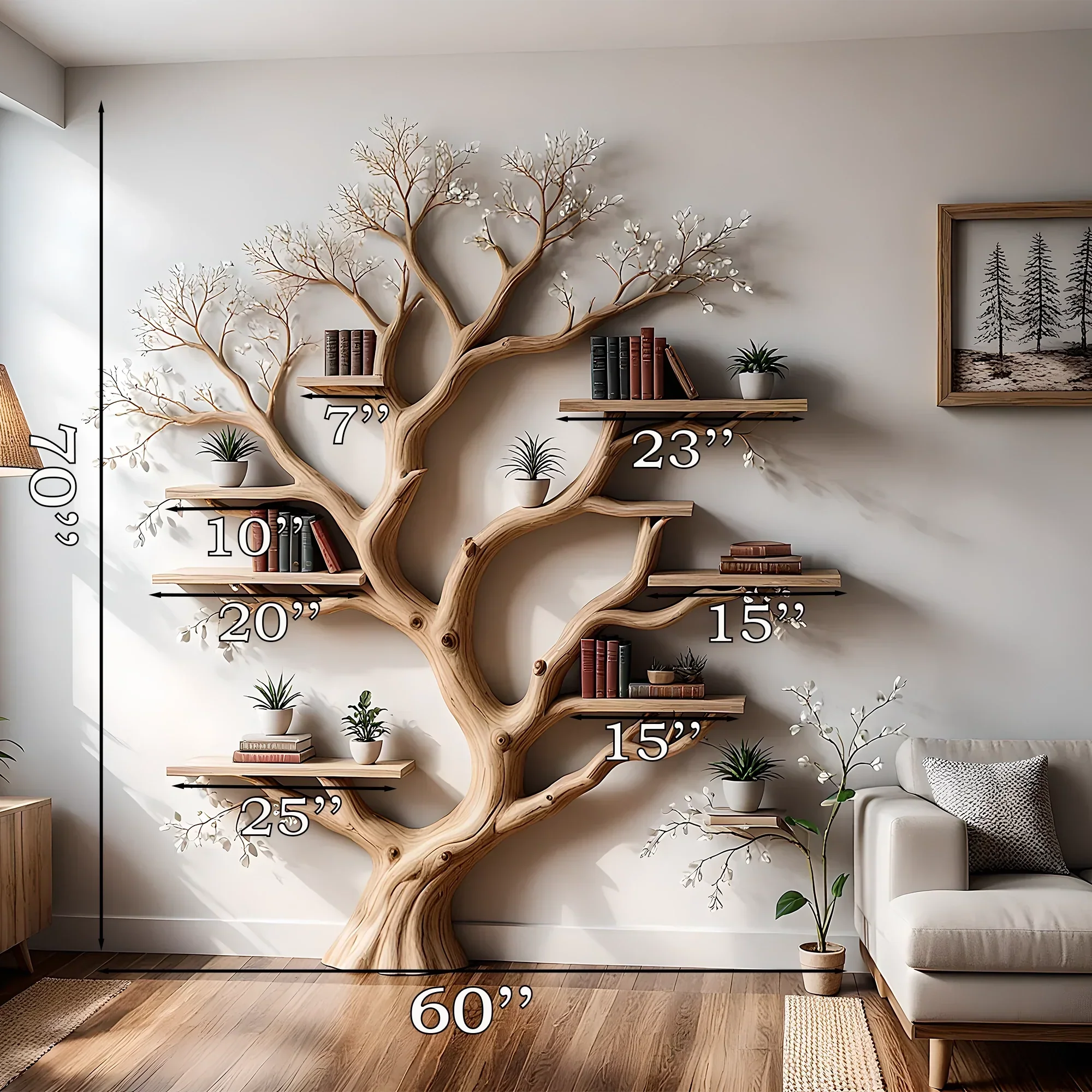 Decorative Wooden Tree Shelf – Minimalist & Functional 