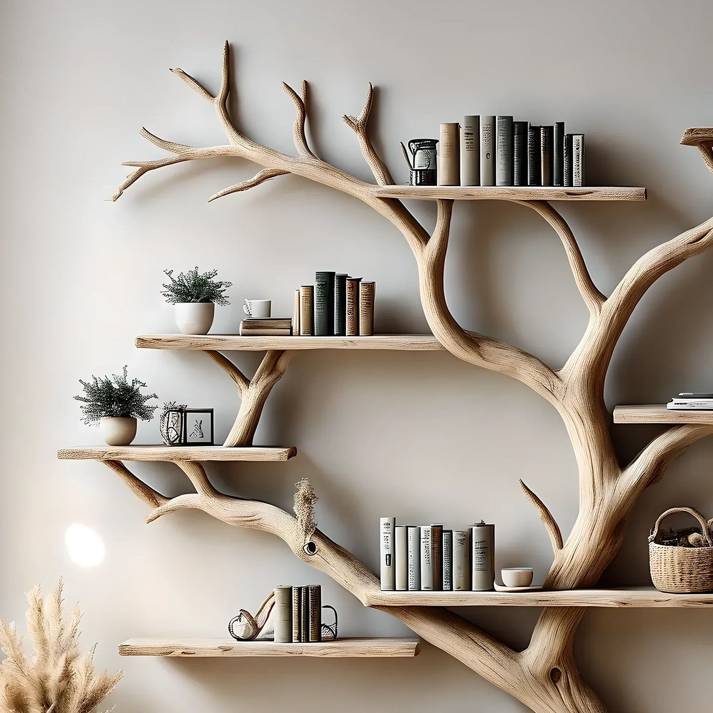 Bookshelf, Bookcase, Tree bookcase, Wooden bookshelf, Wall-mounted bookcase, Wooden bookshelf 