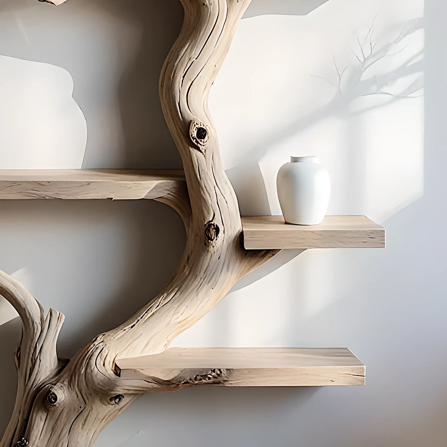 Bookshelf made from tree rustic floating shelf decorative bookcase home decor . 