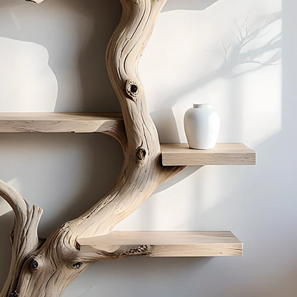 Bookshelf made from tree rustic floating shelf decorative bookcase home decor . 