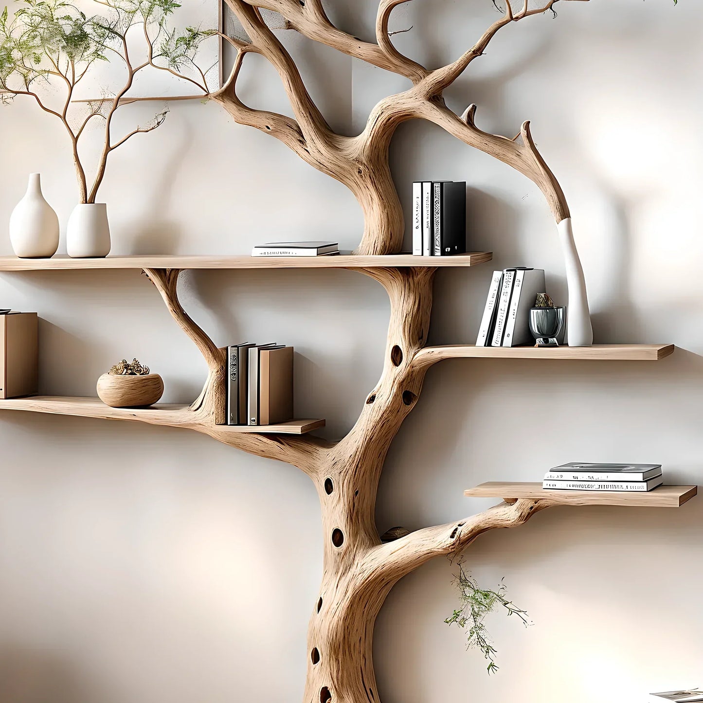 Bookshelf shaped like a perennial driftwood tree Bookshelf shaped like a solid wood tree, a special gift 