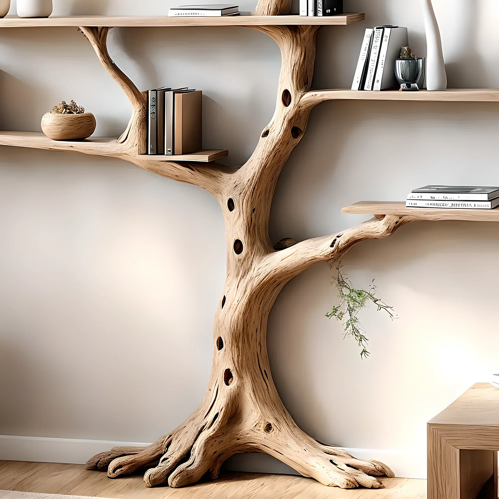 Bookshelf shaped like a perennial driftwood tree Bookshelf shaped like a solid wood tree, a special gift 