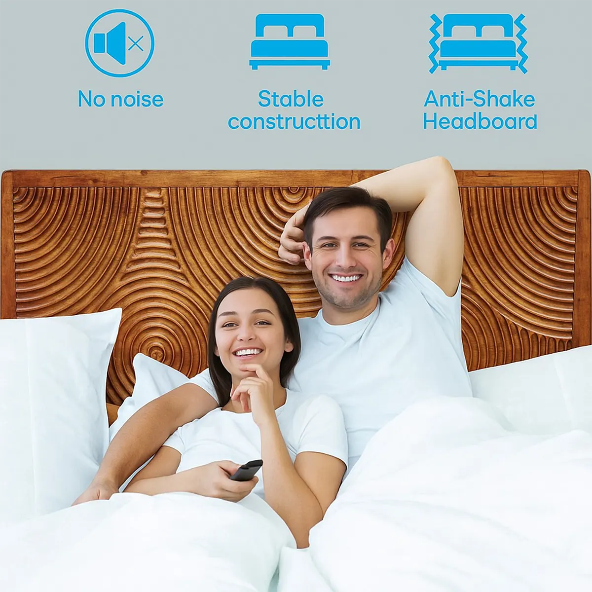 Carved Wooden Bed with Round Pattern – Luxurious & Bold Design - Rustira