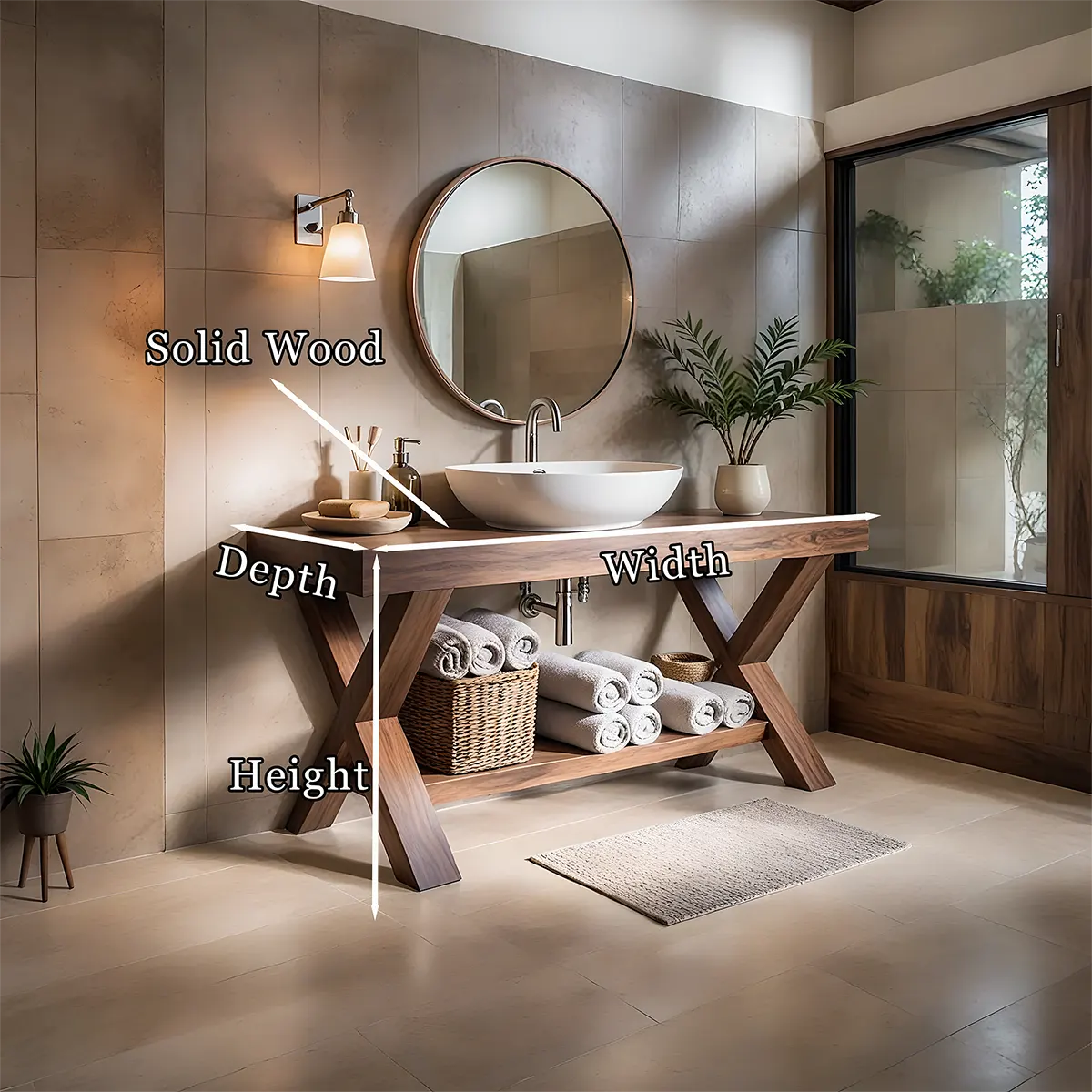 CrossBeam Vanity – Solid Wood Rustic Bathroom Design - Rustira