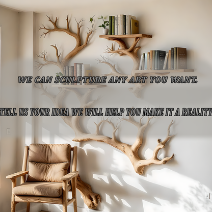 Custom Tree Bookshelf – Handmade Wooden Branch Shelf for Home Decor 