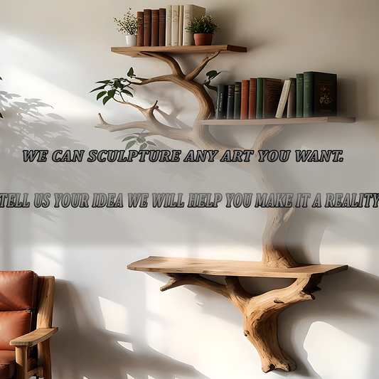 Eco-Friendly Tree Shelf – Artisan Made Bookshelf with Real Wood Branches 