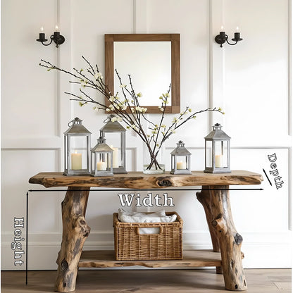 Farmhouse Entryway Table – Handmade Rustic Natural Wood Console Table, Live Edge Design, Narrow Console Furniture 