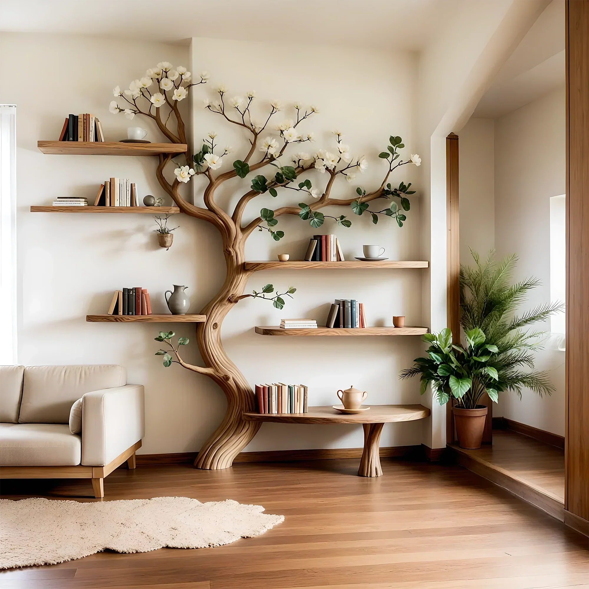 Tree Bookshelf – Handmade Wooden Tree-Shaped Bookcase for Home Decor & Storage 