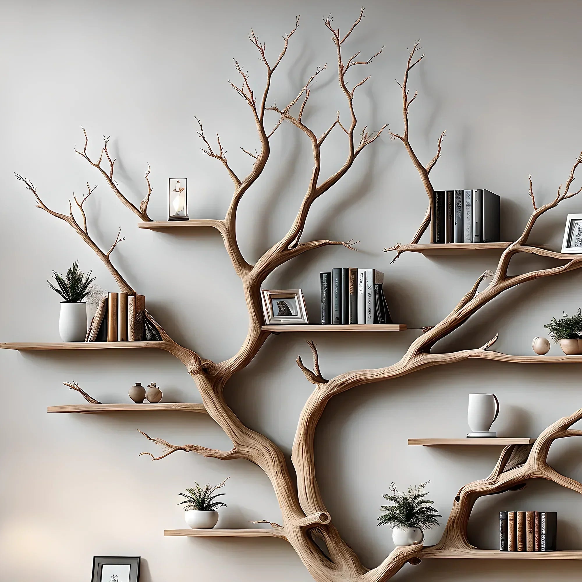 Home decoration bookshelf, tree-shaped solid wood bookshelf, children's bookshelf, perennial wooden bookshelf 