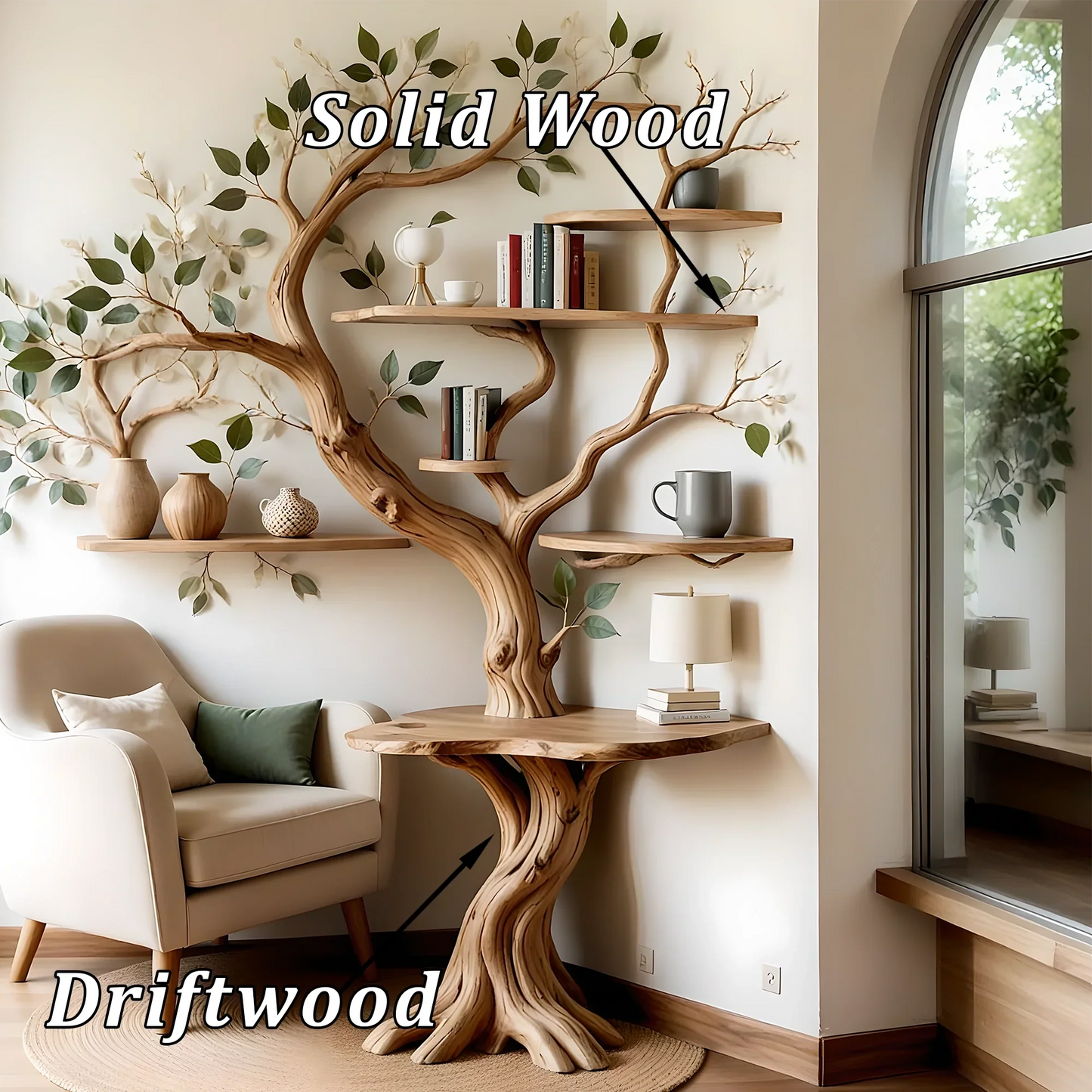 Handcrafted Tree Bookshelf – Creative Storage Solution with Organic Aesthetic 