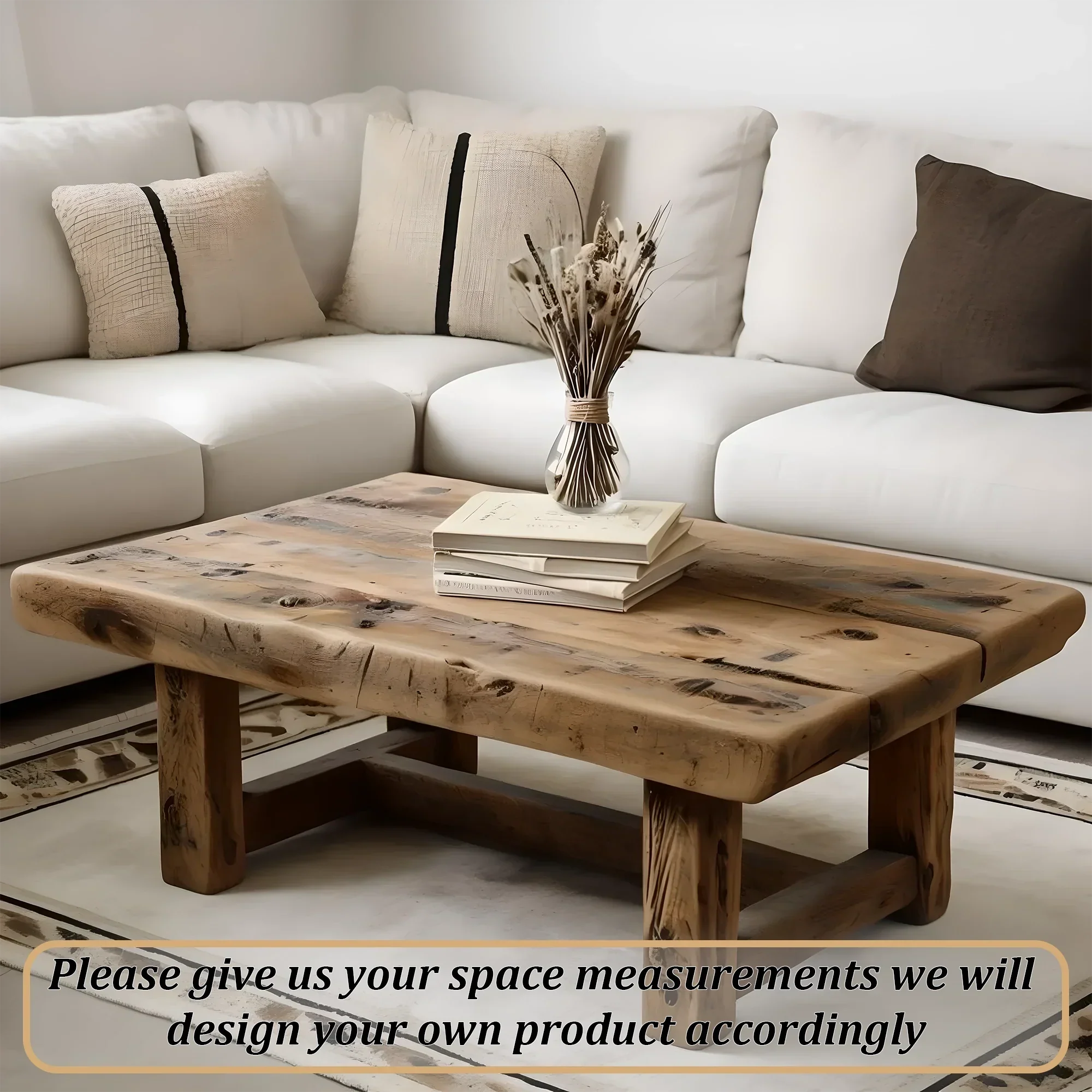 Recycled wood living room table Handmade coffee table Modern driftwood coffee table 